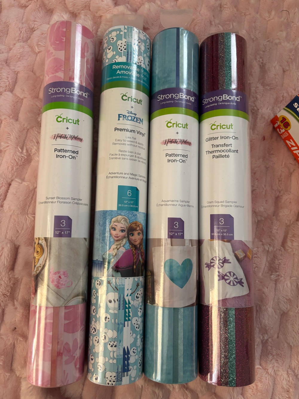 Cricut Patterned & Glitter Iron-On Vinyl Rolls in Pink, Blue, Teal, Purple